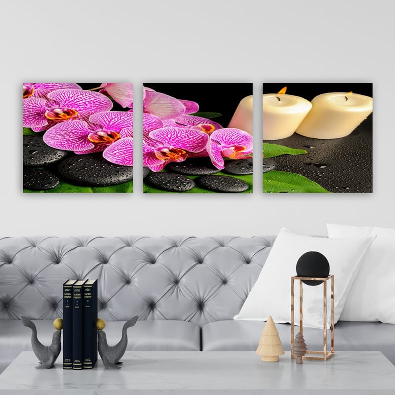 Dekorativ Canvasbilde 3-Deler 30x30 cm - Flerfarget - Interiør - Maleri & posters - Lerretsbilder