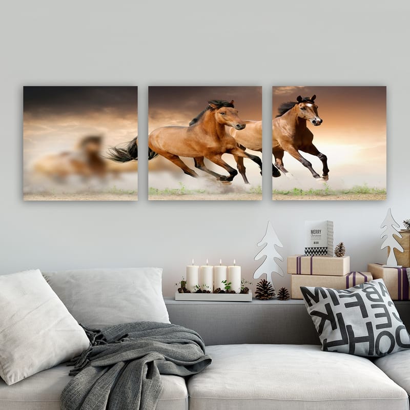 Dekorativ Canvasbilde 3-Deler 30x30 cm - Flerfarget - Interiør - Maleri & posters - Lerretsbilder