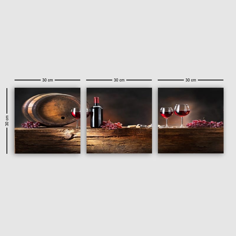 Dekorativ Canvasbilde 3-Deler 30x30 cm - Flerfarget - Interiør - Maleri & posters - Lerretsbilder