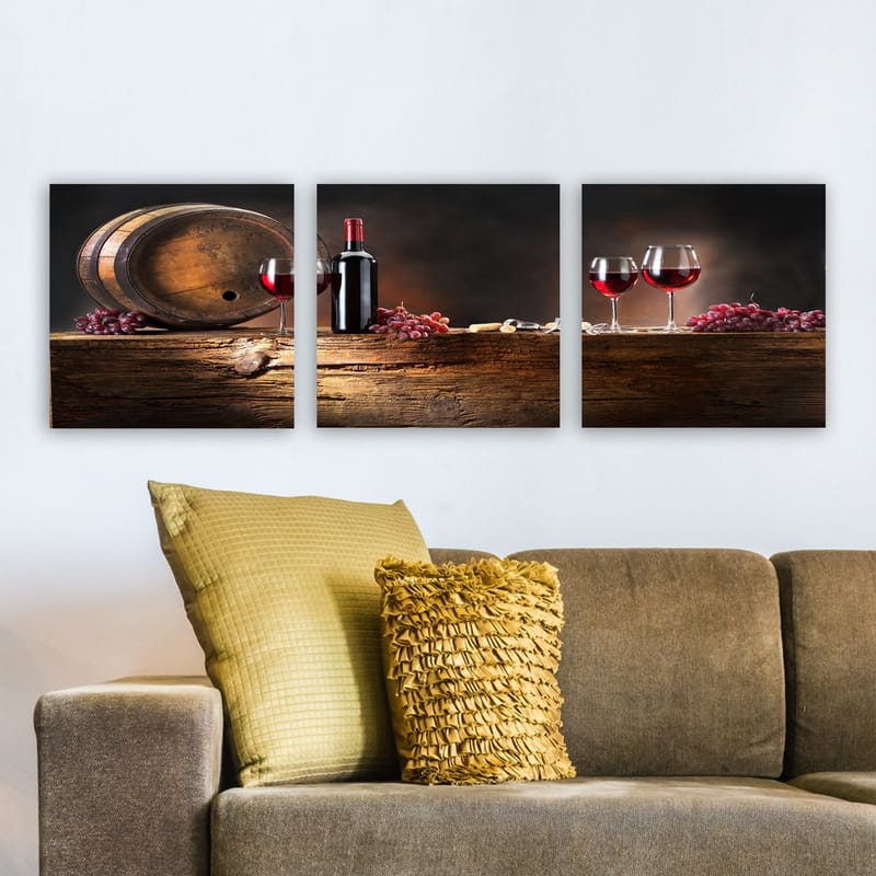 Dekorativ Canvasbilde 3-Deler 30x30 cm - Flerfarget - Interiør - Maleri & posters - Lerretsbilder