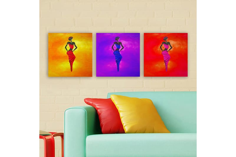 Dekorativ Canvasbilde 3-Deler 30x30 cm - Flerfarget - Interiør - Maleri & posters - Lerretsbilder