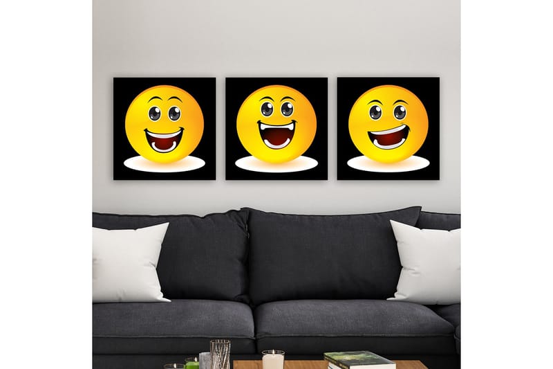 Dekorativ Canvasbilde 3-Deler 30x30 cm - Flerfarget - Interiør - Maleri & posters - Lerretsbilder