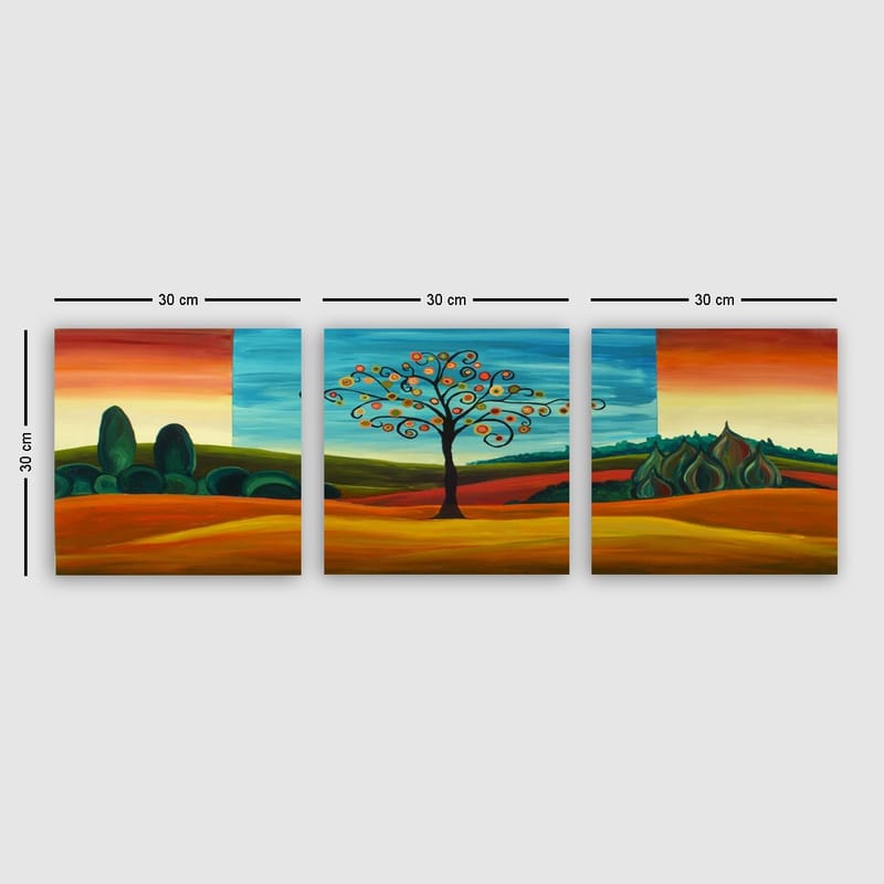 Dekorativ Canvasbilde 3-Deler 30x30 cm - Flerfarget - Interiør - Maleri & posters - Lerretsbilder