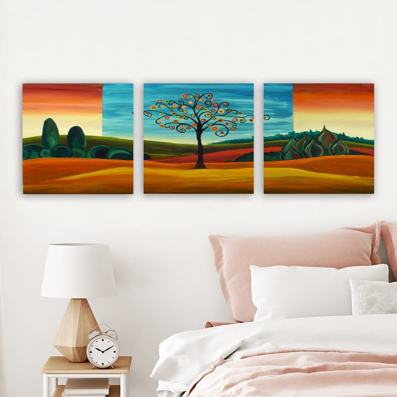 Dekorativ Canvasbilde 3-Deler 30x30 cm - Flerfarget - Interiør - Maleri & posters - Lerretsbilder