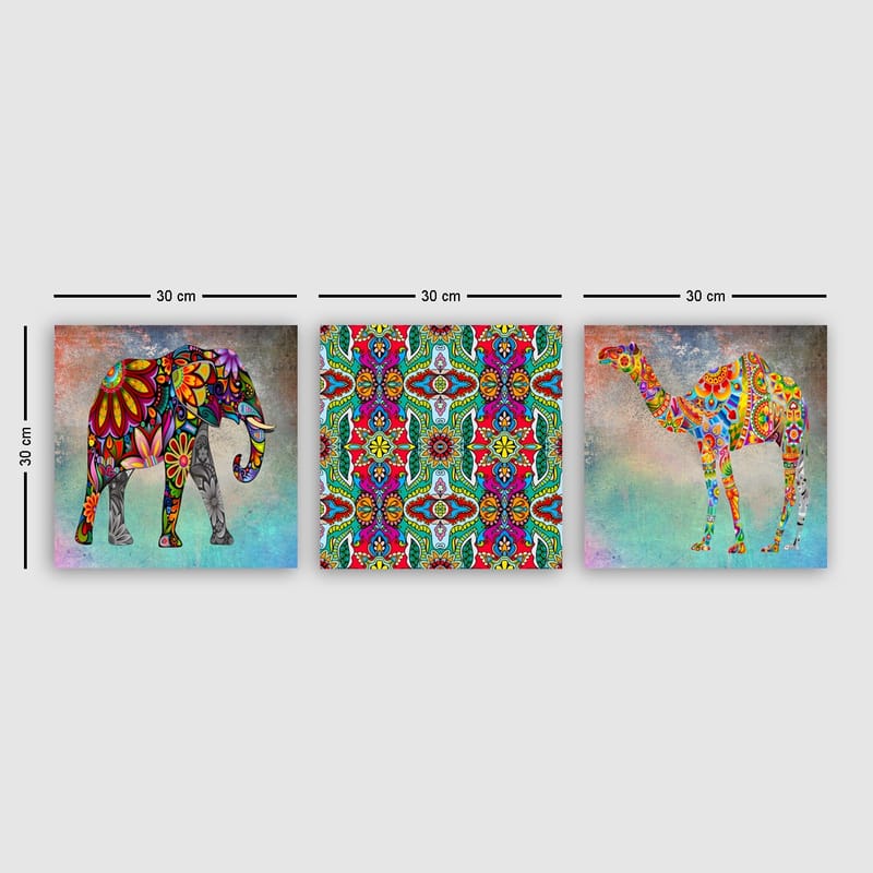 Dekorativ Canvasbilde 3-Deler 30x30 cm - Flerfarget - Interiør - Maleri & posters - Lerretsbilder