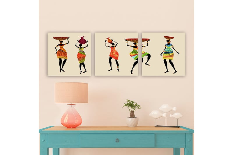 Dekorativ Canvasbilde 3-Deler 30x30 cm - Flerfarget - Interiør - Maleri & posters - Lerretsbilder