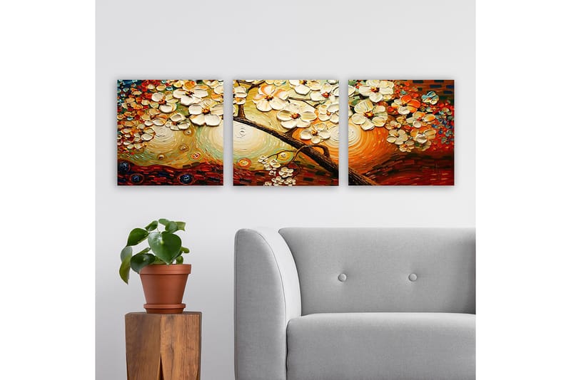 Dekorativ Canvasbilde 3-Deler 30x30 cm - Flerfarget - Interiør - Maleri & posters - Lerretsbilder