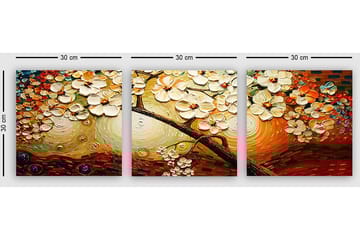 Dekorativ Canvasbilde 3-Deler 30x30 cm - Flerfarget - Interiør - Maleri & posters - Lerretsbilder