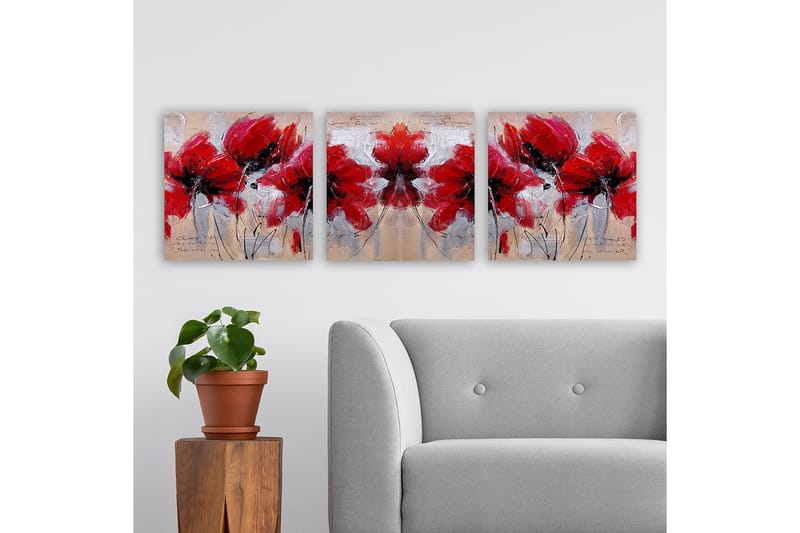 Dekorativ Canvasbilde 3-Deler 30x30 cm - Flerfarget - Interiør - Maleri & posters - Lerretsbilder