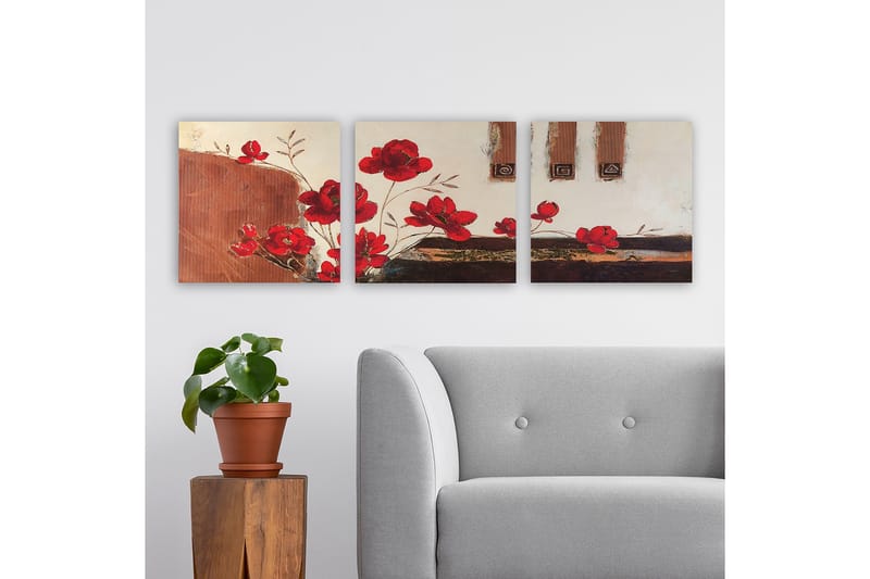 Dekorativ Canvasbilde 3-Deler 30x30 cm - Flerfarget - Interiør - Maleri & posters - Lerretsbilder