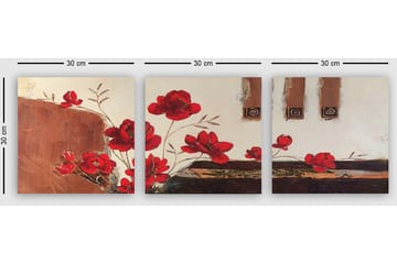 Dekorativ Canvasbilde 3-Deler 30x30 cm - Flerfarget - Interiør - Maleri & posters - Lerretsbilder