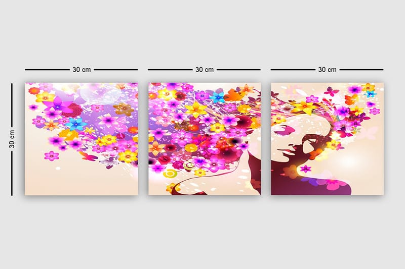 Dekorativ Canvasbilde 3-Deler 30x30 cm - Flerfarget - Interiør - Maleri & posters - Lerretsbilder