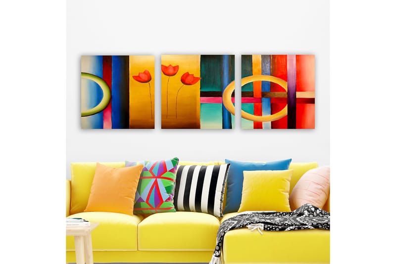Dekorativ Canvasbilde 3-Deler 30x30 cm - Flerfarget - Interiør - Maleri & posters - Lerretsbilder