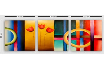 Dekorativ Canvasbilde 3-Deler 30x30 cm - Flerfarget - Interiør - Maleri & posters - Lerretsbilder