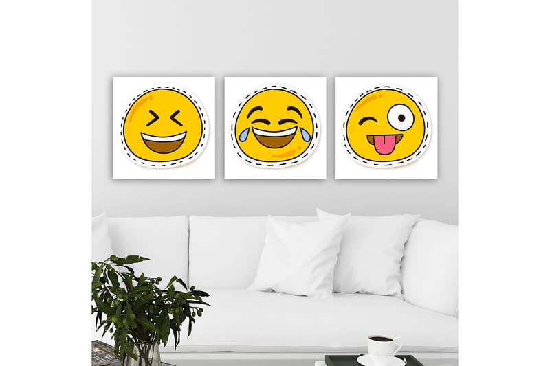 Dekorativ Canvasbilde 3-Deler 30x30 cm - Flerfarget - Interiør - Maleri & posters - Lerretsbilder