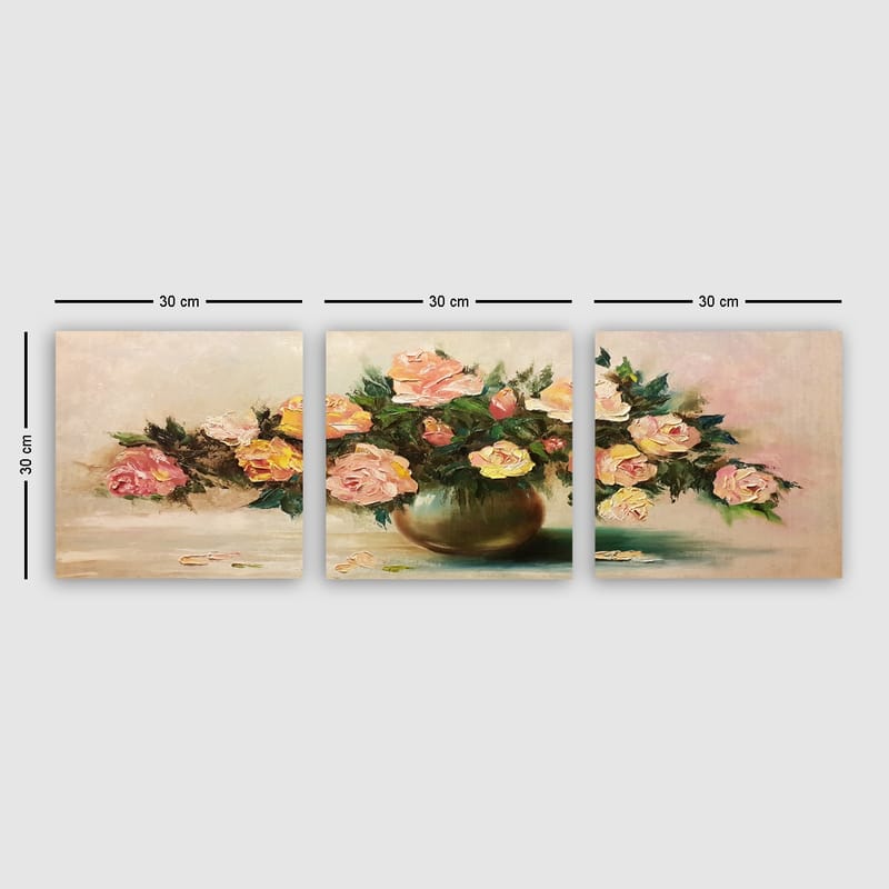 Dekorativ Canvasbilde 3-Deler 30x30 cm - Flerfarget - Interiør - Maleri & posters - Lerretsbilder
