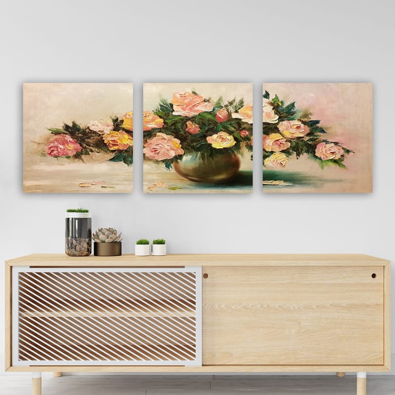 Dekorativ Canvasbilde 3-Deler 30x30 cm - Flerfarget - Interiør - Maleri & posters - Lerretsbilder