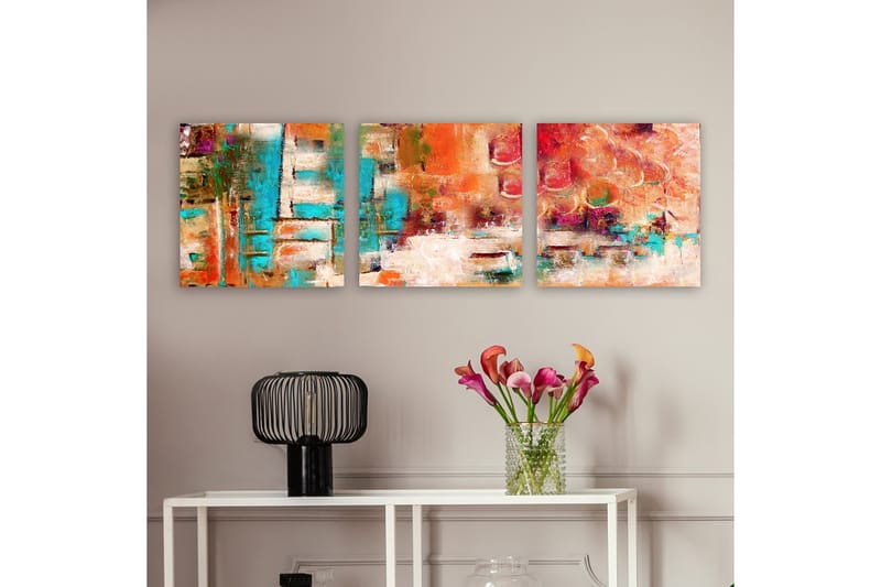 Dekorativ Canvasbilde 3-Deler 30x30 cm - Flerfarget - Interiør - Maleri & posters - Lerretsbilder