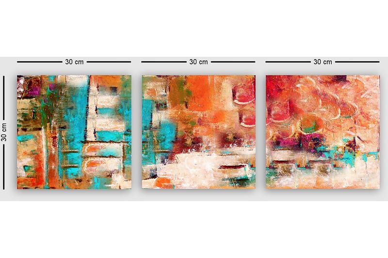 Dekorativ Canvasbilde 3-Deler 30x30 cm - Flerfarget - Interiør - Maleri & posters - Lerretsbilder