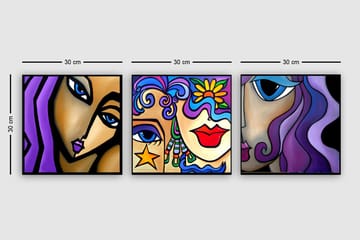 Dekorativ Canvasbilde 3-Deler 30x30 cm - Flerfarget - Interiør - Maleri & posters - Lerretsbilder