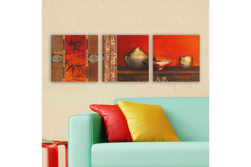 Dekorativ Canvasbilde 3-Deler 30x30 cm - Flerfarget - Interiør - Maleri & posters - Lerretsbilder