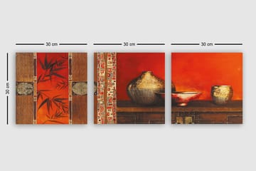Dekorativ Canvasbilde 3-Deler 30x30 cm - Flerfarget - Interiør - Maleri & posters - Lerretsbilder