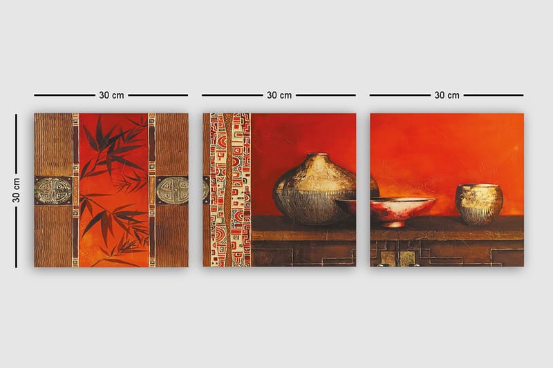 Dekorativ Canvasbilde 3-Deler 30x30 cm - Flerfarget - Interiør - Maleri & posters - Lerretsbilder
