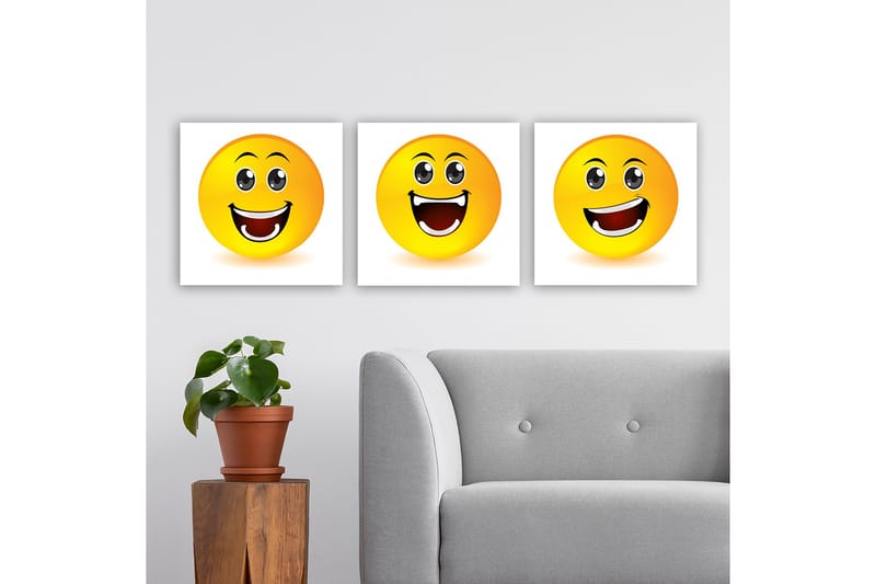 Dekorativ Canvasbilde 3-Deler 30x30 cm - Flerfarget - Interiør - Maleri & posters - Lerretsbilder