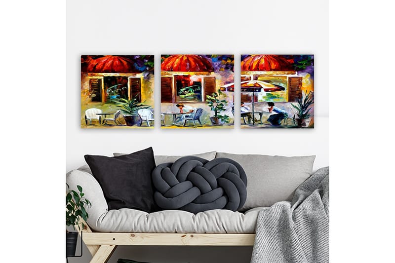 Dekorativ Canvasbilde 3-Deler 30x30 cm - Flerfarget - Interiør - Maleri & posters - Lerretsbilder