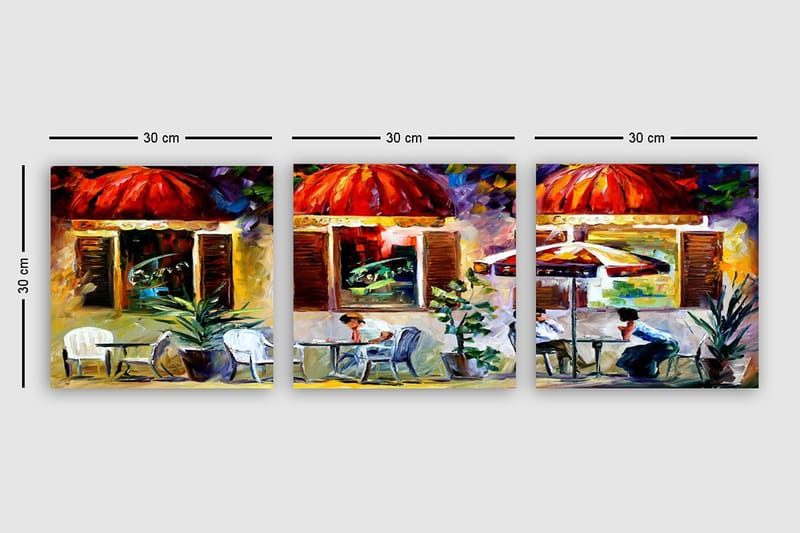 Dekorativ Canvasbilde 3-Deler 30x30 cm - Flerfarget - Interiør - Maleri & posters - Lerretsbilder