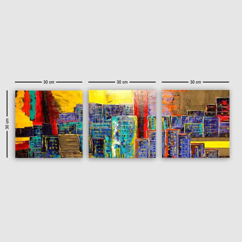 Dekorativ Canvasbilde 3-Deler 30x30 cm - Flerfarget - Interiør - Maleri & posters - Lerretsbilder