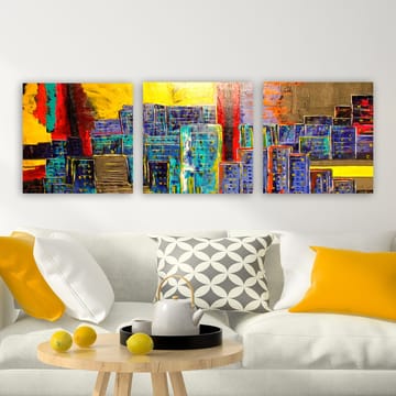 Dekorativ Canvasbilde 3-Deler 30x30 cm - Flerfarget - Interiør - Maleri & posters - Lerretsbilder