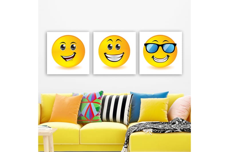 Dekorativ Canvasbilde 3-Deler 30x30 cm - Flerfarget - Interiør - Maleri & posters - Lerretsbilder