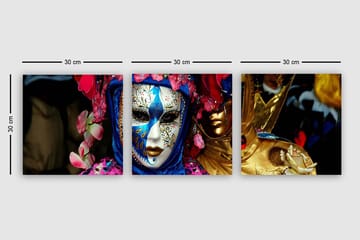 Dekorativ Canvasbilde 3-Deler 30x30 cm - Flerfarget - Interiør - Maleri & posters - Lerretsbilder