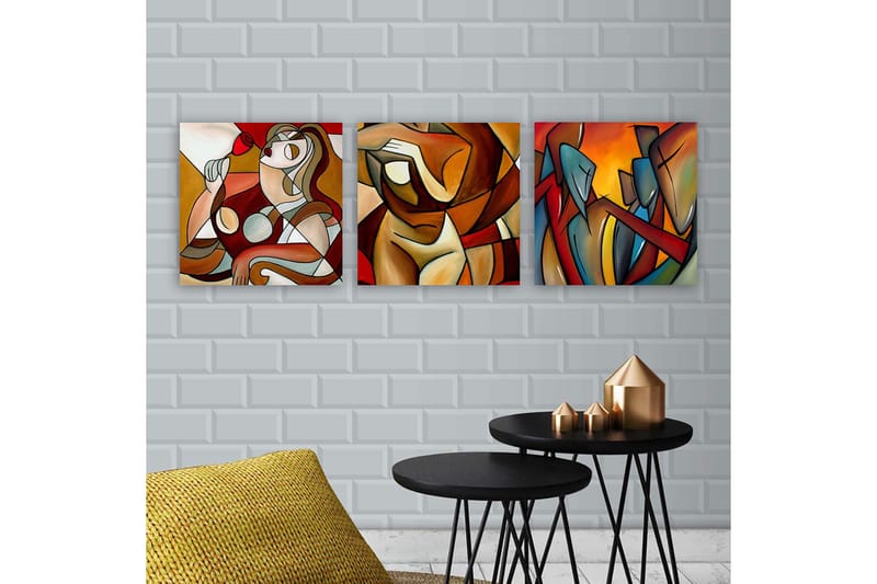 Dekorativ Canvasbilde 3-Deler 30x30 cm - Flerfarget - Interiør - Maleri & posters - Lerretsbilder