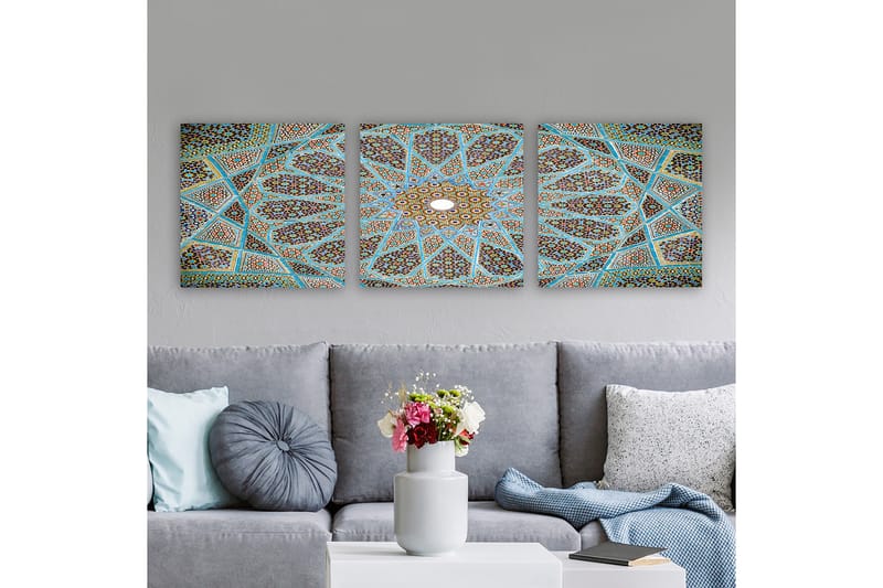 Dekorativ Canvasbilde 3-Deler 30x30 cm - Flerfarget - Interiør - Maleri & posters - Lerretsbilder