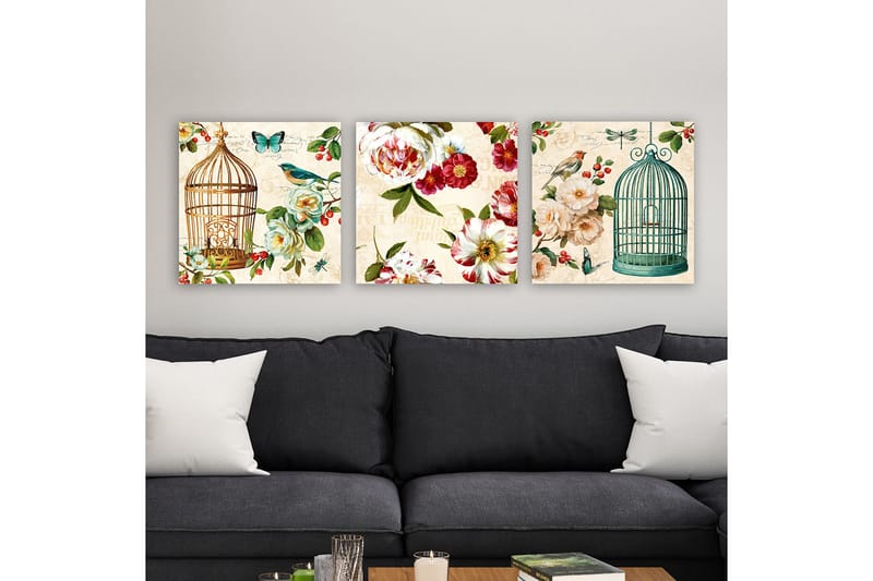 Dekorativ Canvasbilde 3-Deler 30x30 cm - Flerfarget - Interiør - Maleri & posters - Lerretsbilder