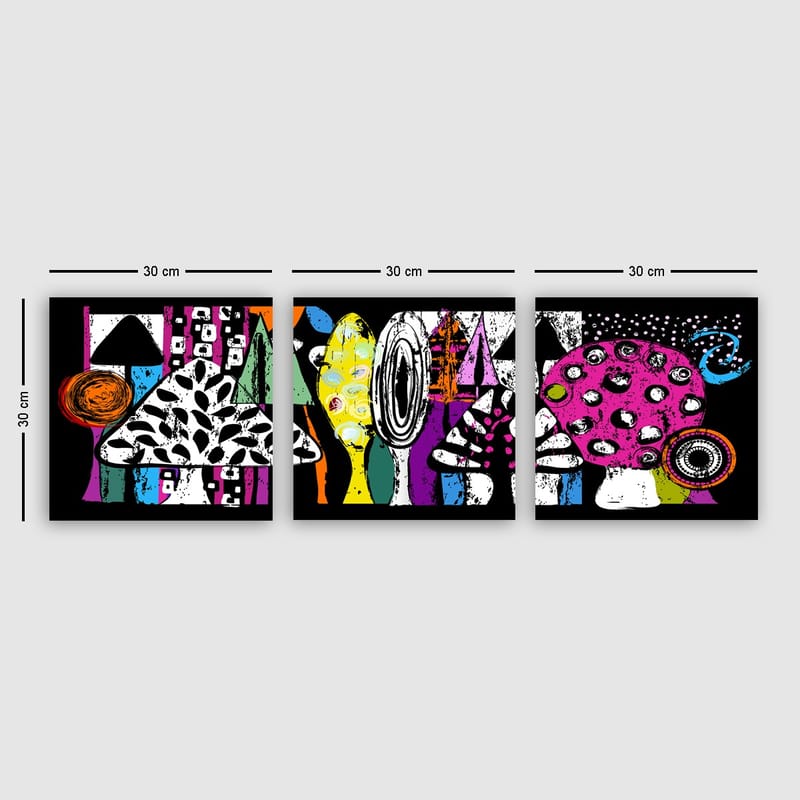 Dekorativ Canvasbilde 3-Deler 30x30 cm - Flerfarget - Interiør - Maleri & posters - Lerretsbilder