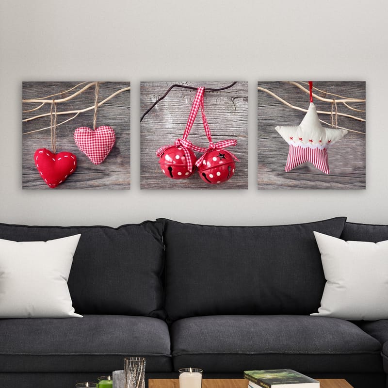Dekorativ Canvasbilde 3-Deler 30x30 cm - Flerfarget - Interiør - Maleri & posters - Lerretsbilder