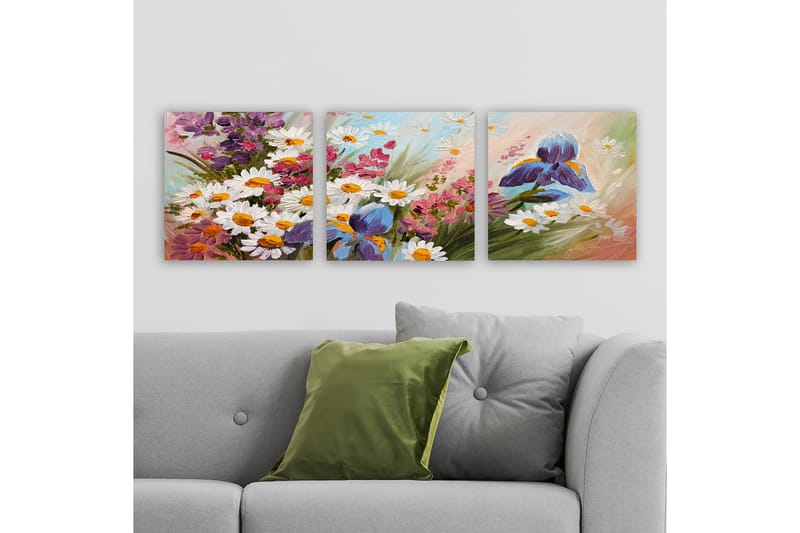 Dekorativ Canvasbilde 3-Deler 30x30 cm - Flerfarget - Interiør - Maleri & posters - Lerretsbilder