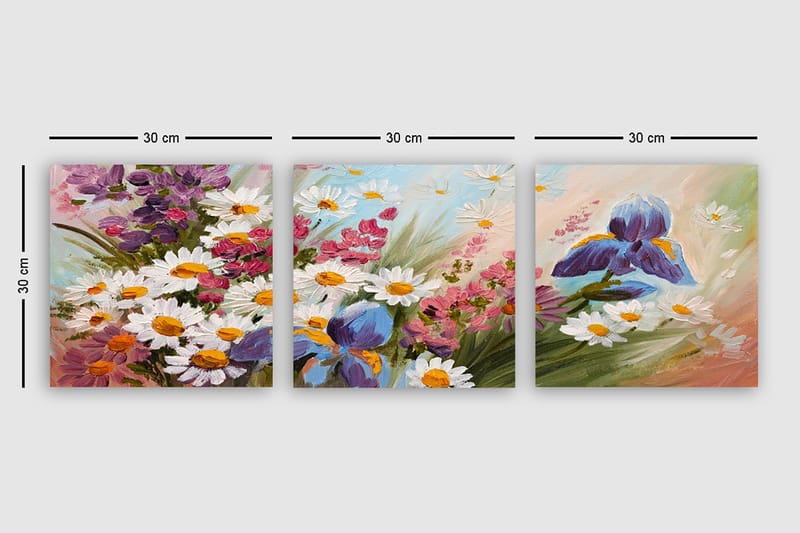 Dekorativ Canvasbilde 3-Deler 30x30 cm - Flerfarget - Interiør - Maleri & posters - Lerretsbilder