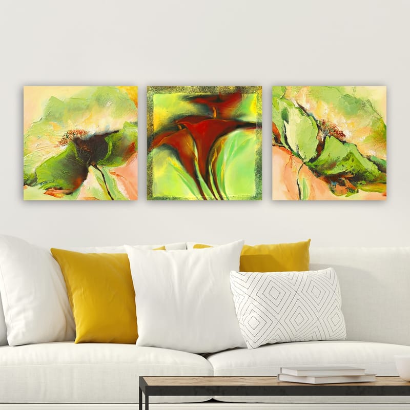 Dekorativ Canvasbilde 3-Deler 30x30 cm - Flerfarget - Interiør - Maleri & posters - Lerretsbilder