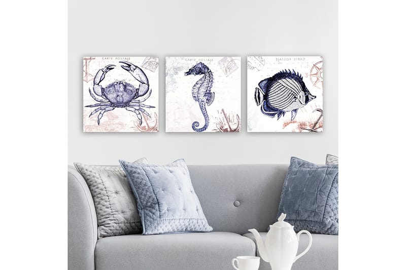 Dekorativ Canvasbilde 3-Deler 30x30 cm - Flerfarget - Interiør - Maleri & posters - Lerretsbilder