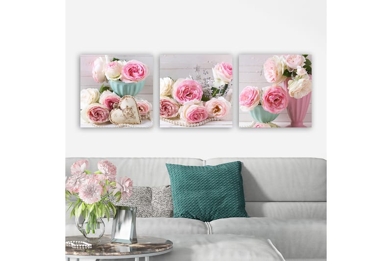 Dekorativ Canvasbilde 3-Deler 30x30 cm - Flerfarget - Interiør - Maleri & posters - Lerretsbilder