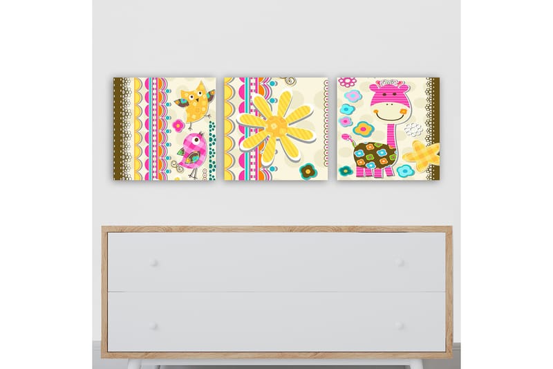 Dekorativ Canvasbilde 3-Deler 30x30 cm - Flerfarget - Interiør - Maleri & posters - Lerretsbilder