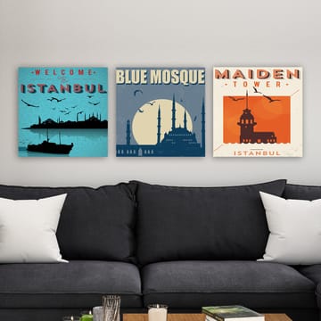 Dekorativ Canvasbilde 3-Deler 30x30 cm - Flerfarget - Interiør - Maleri & posters - Lerretsbilder
