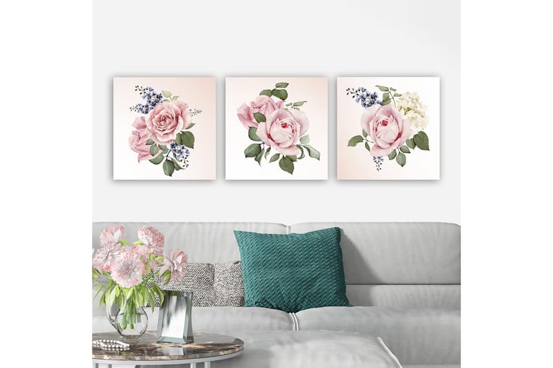 Dekorativ Canvasbilde 3-Deler 30x30 cm - Flerfarget - Interiør - Maleri & posters - Lerretsbilder