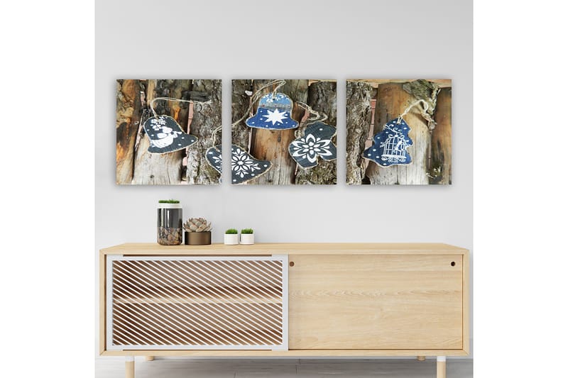 Dekorativ Canvasbilde 3-Deler 30x30 cm - Flerfarget - Interiør - Maleri & posters - Lerretsbilder