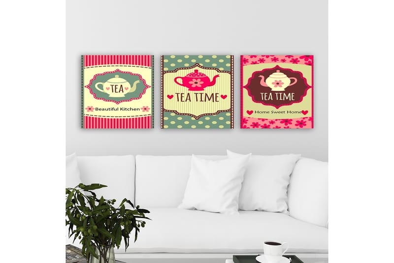 Dekorativ Canvasbilde 3-Deler 30x30 cm - Flerfarget - Interiør - Maleri & posters - Lerretsbilder