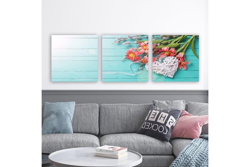 Dekorativ Canvasbilde 3-Deler 30x30 cm - Flerfarget - Interiør - Maleri & posters - Lerretsbilder